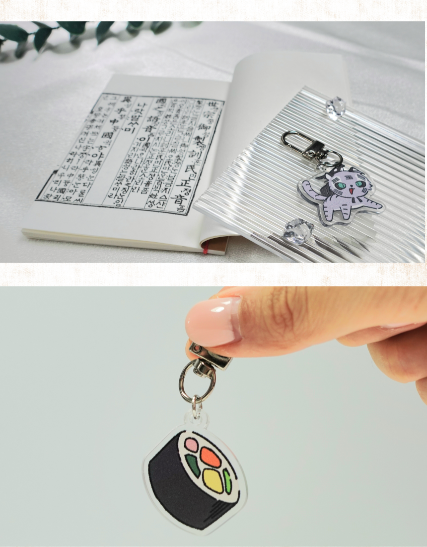 Korean Traditional Culture Acrylic Keyring Set (8 Designs) _ 韓国伝統文化イラストアクリルキーホルダー 8種セット _ 韩国传统文化插画亚克力钥匙扣套装(8款)_ 한국 전통 문화 일러스트 아크릴 키링 8종 세트