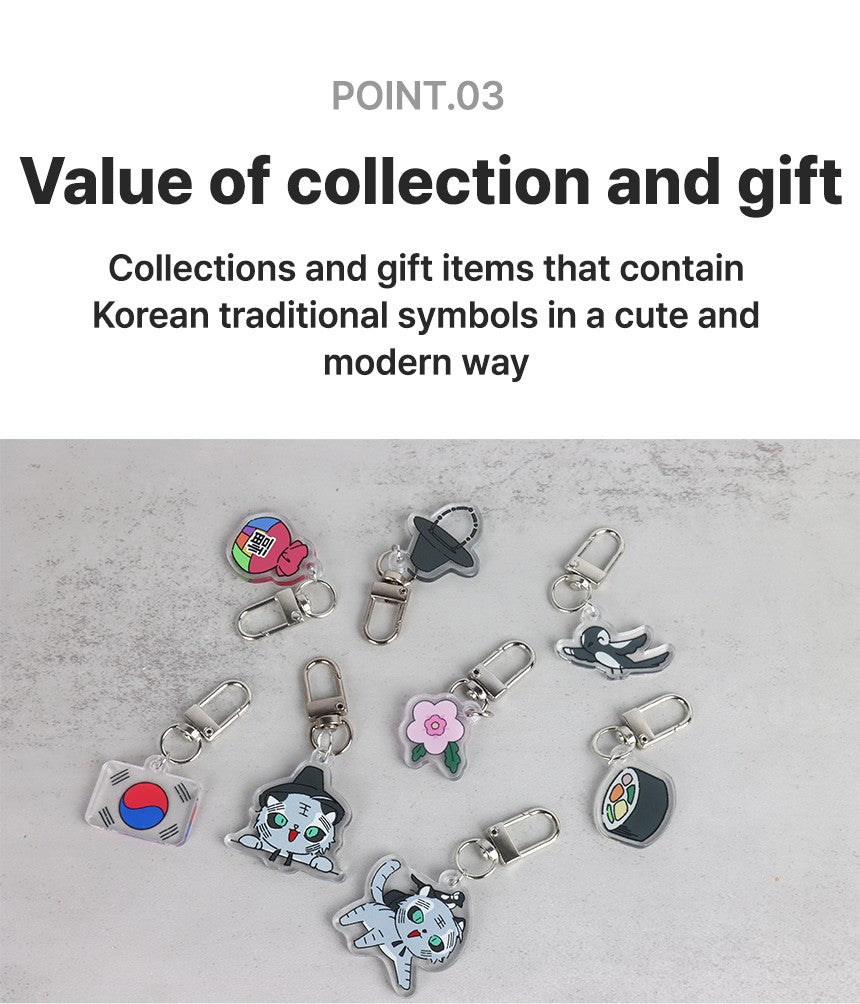 Korean Traditional Culture Acrylic Keyring Set (8 Designs) _ 韓国伝統文化イラストアクリルキーホルダー 8種セット _ 韩国传统文化插画亚克力钥匙扣套装（8款）_ 한국 전통 문화 일러스트 아크릴 키링 8종 세트