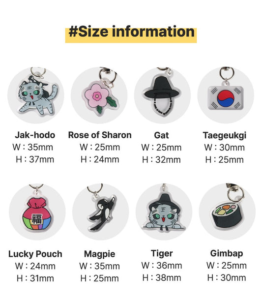 Korean Traditional Culture Acrylic Keyring Set (8 Designs) _ 韓国伝統文化イラストアクリルキーホルダー 8種セット _ 韩国传统文化插画亚克力钥匙扣套装（8款）_ 한국 전통 문화 일러스트 아크릴 키링 8종 세트